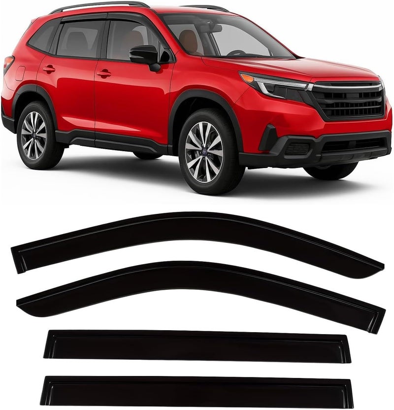 Optimal Co 2025 2026 Tape-On Rain Guards for Subaru Forester Side Window Visor Deflectors Premium Sport Limited Touring Hybrid Wilderness Tinted Vent Shade Protectors - Image 1
